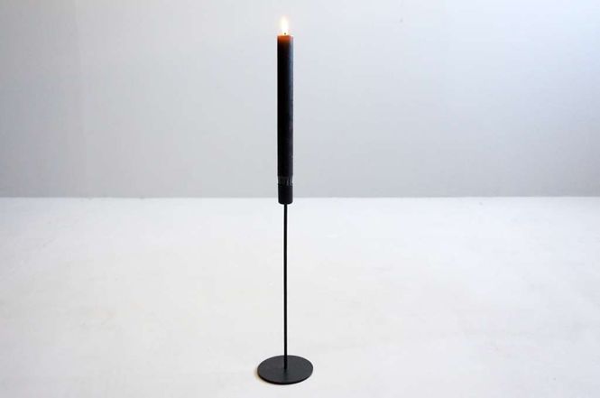 Hovedbilde Lysestake, sort metall, tynn, 30 cm