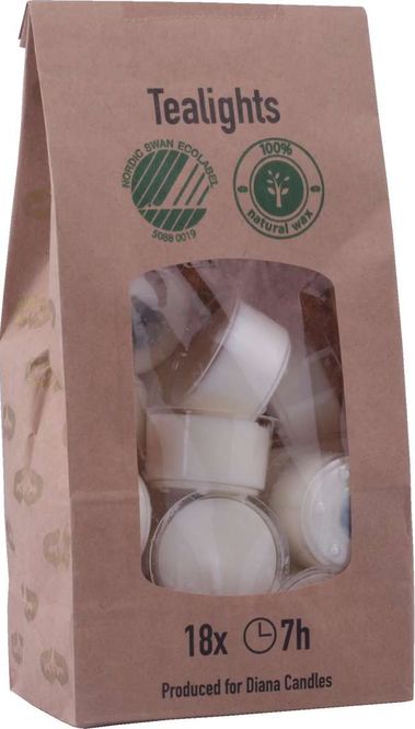 Hovedbilde Telys, 18pk, 7t, svanemerket, natur voks, hvit