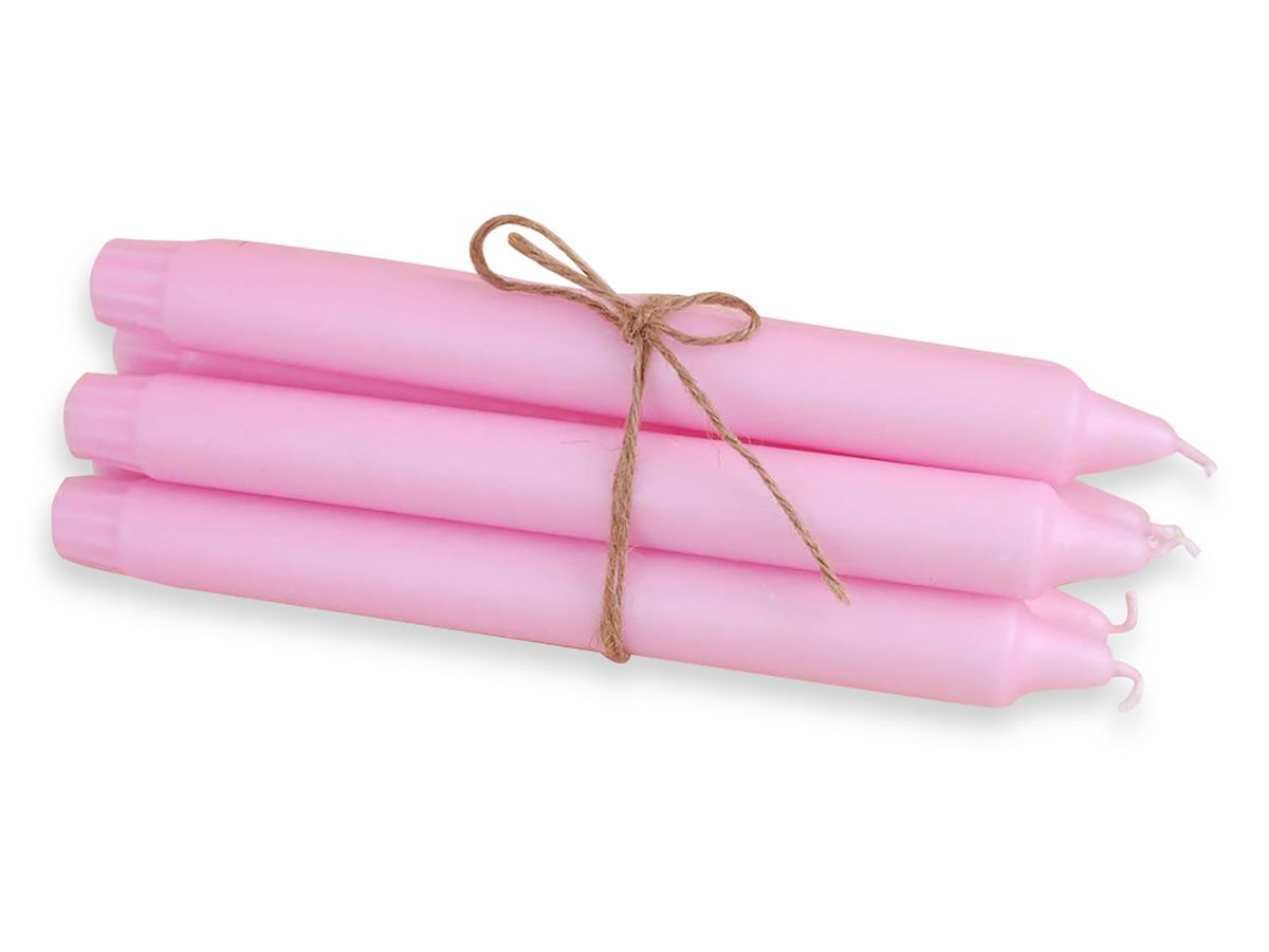 Ren stearinlys 24 cm, 8 pk, Perlemor rosa